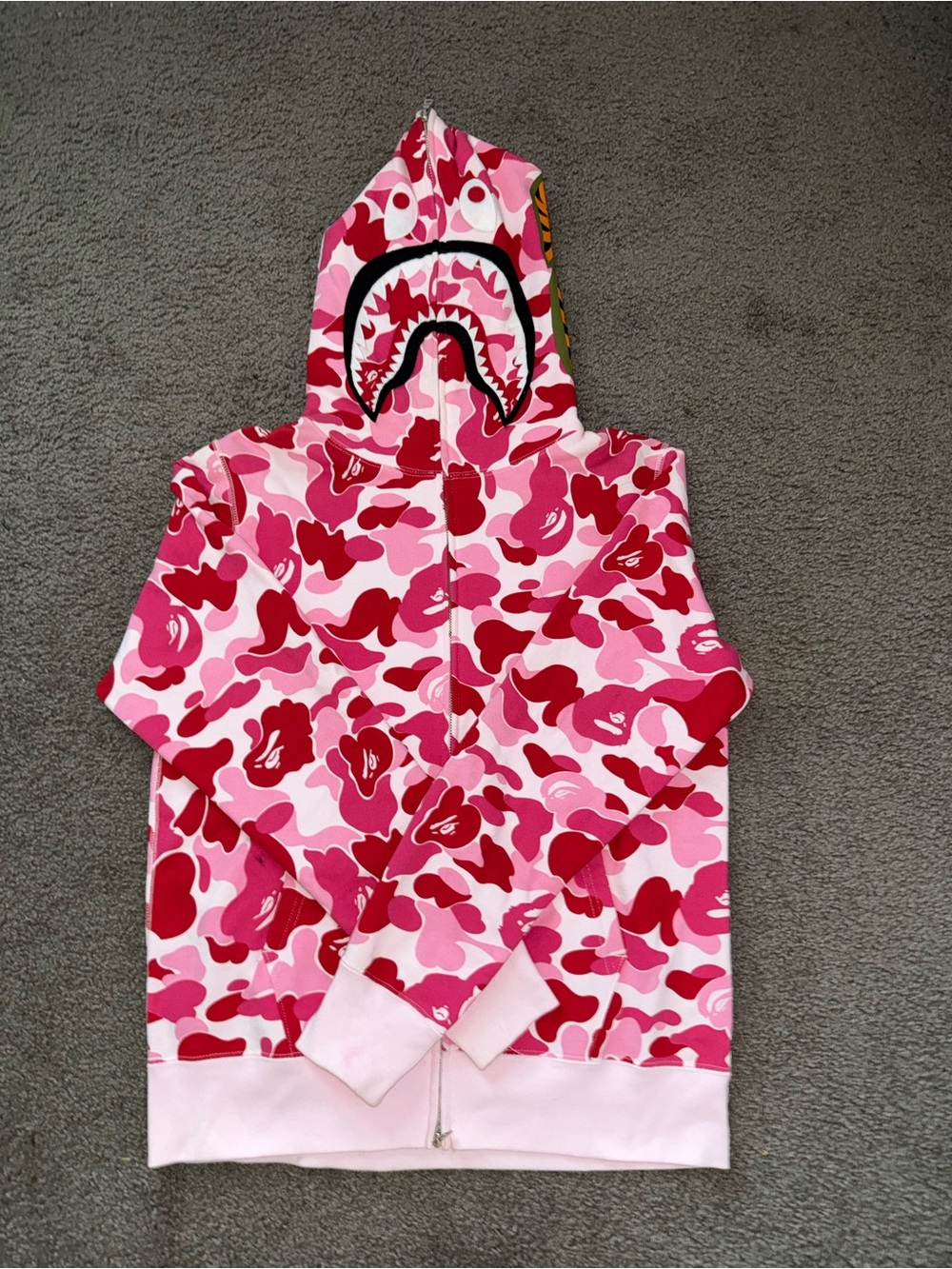 Kids Pink & Red Camo Shark-Print Hoodie